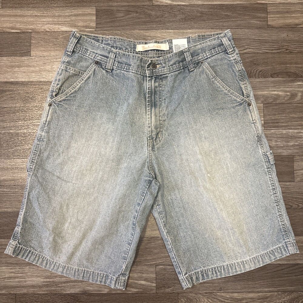 Timberland Denim Cargo Shorts Men’s Size 34 Baggy Fit Light Wash Hip Hop Cargo